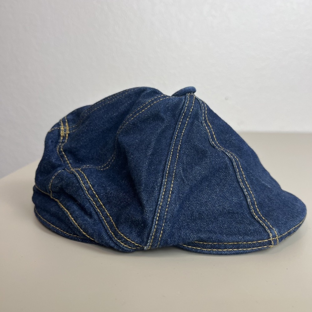 Y2K Kangol Newsboy Cap Size Large Blue Denim Golf Driving Baker Boy Streetwear